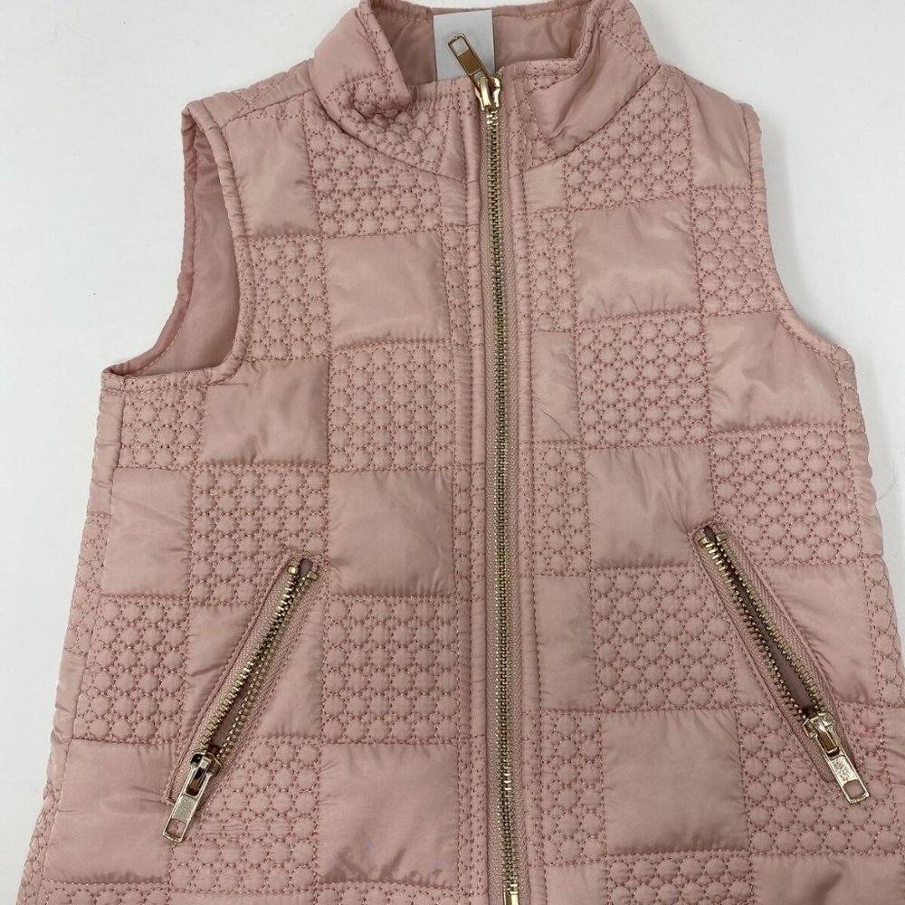 Tahari Pink Quilted Full Zip Up Puffy Vest 5-6